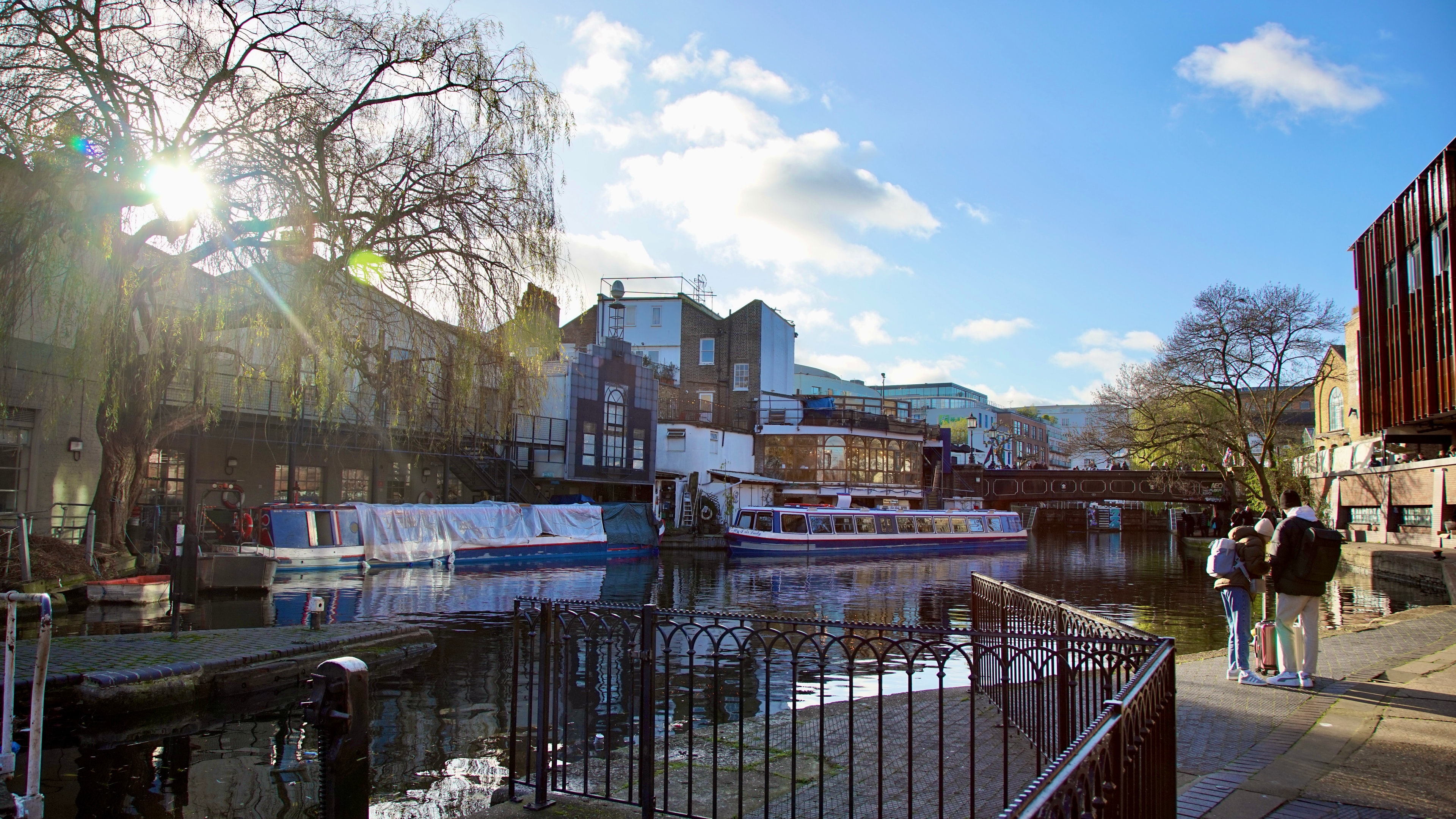 Camden Town Station at sunset with crowds